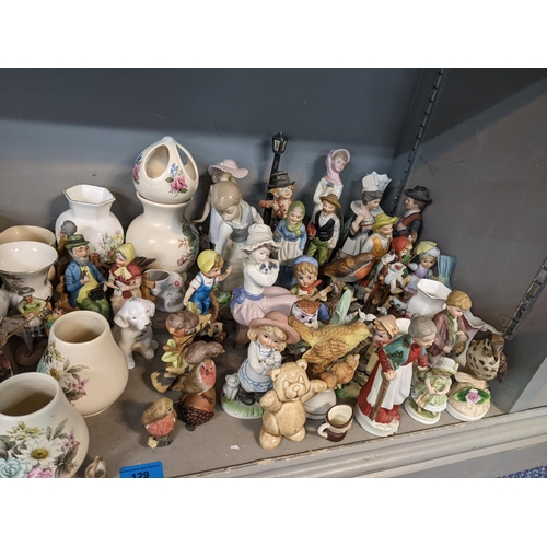 129 - Ceramics to include Lladro figures A/F Hummel and other figures, Aynsley china and decorative cerami... 