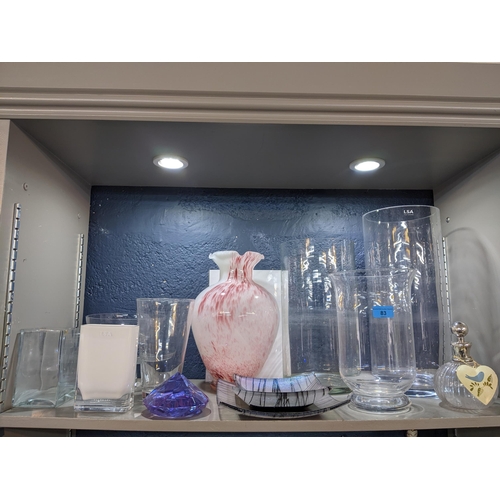 83 - A selection of art and homewares glass to include an LSA white and clear cased vase
Location:7.1