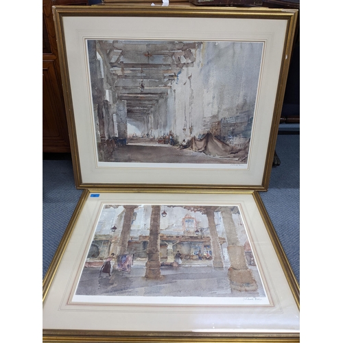 90 - Two collotype William Russell Flint prints - Market Hall Cordes, signed in pencil to lower margin, b... 