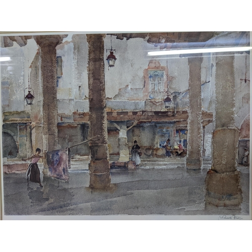 90 - Two collotype William Russell Flint prints - Market Hall Cordes, signed in pencil to lower margin, b... 