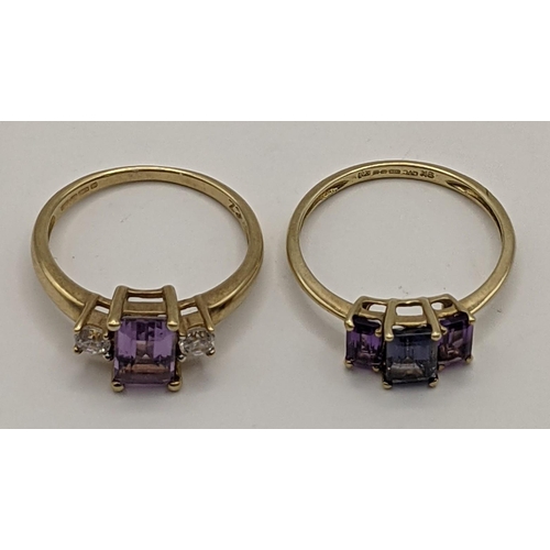 41 - Two 9ct gold rings set with purple stones, one flanked with paste stones, total weight 3.7g
Location... 