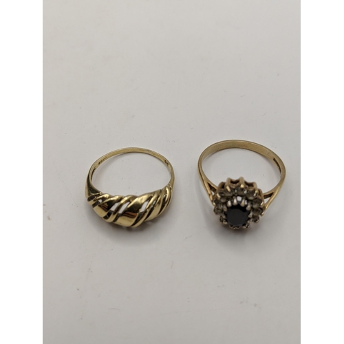 81 - Two 9ct gold rings, one set with cubic zirconia and another 9ct gold ring, 5.3g, LocationCAB6