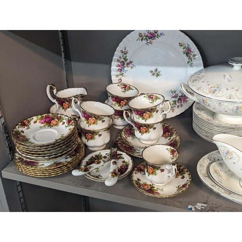 164 - Mixed china to include a small quantity of Royal Albert Old Country Rose and a Wedgewood Pimpernel p... 