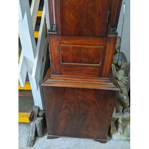 231 - A George III mahogany 8 day longcase clock having a broken swan neck pediment and gilt brass dial, i... 