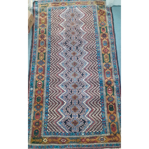 289 - A 20th century blue and brown ground rug together with a small cream scatter/pray
Location:STAIRS