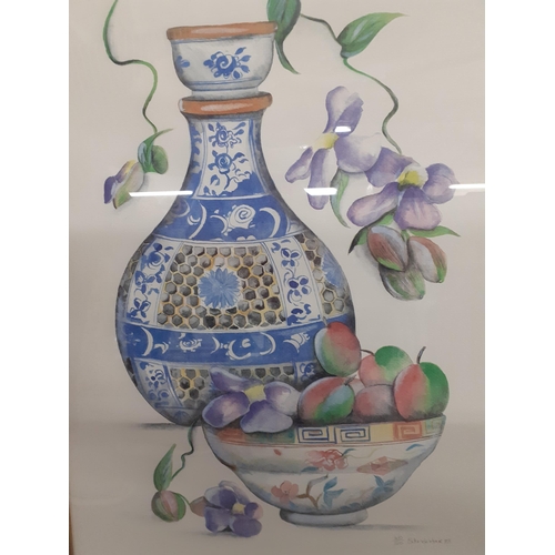 320 - Belmokhtar - two limited edition prints of still lifes including Oriental vases, fruit and flora, si... 