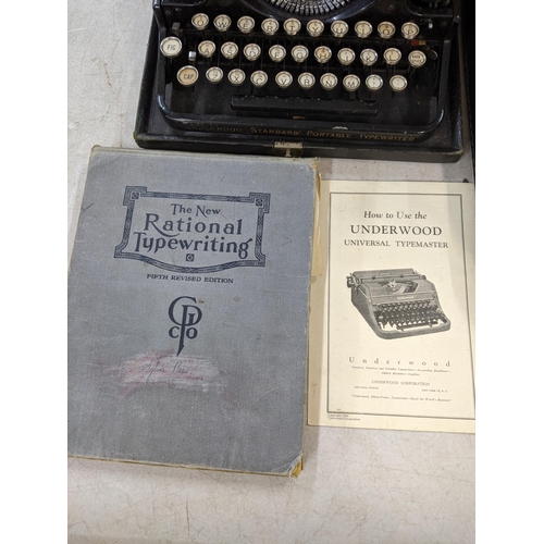 169 - A 20th century underwood typewriter including a manual, along with an Erika typewriter and The New R... 