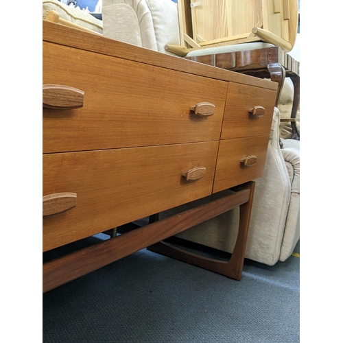 258 - A retro teak sideboard having two long drawers flanked by four short drawers, 71h x 15w, Location:LA... 