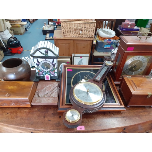 238 - A group of late 20th century mantle clocks A/F, a Ken Broadbent collage of clock parts and mixed tre... 