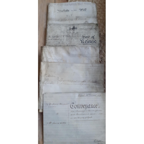 124 - Indentures to include 19th century deeds, mortgages, leases, probates of wills and other papers rela... 