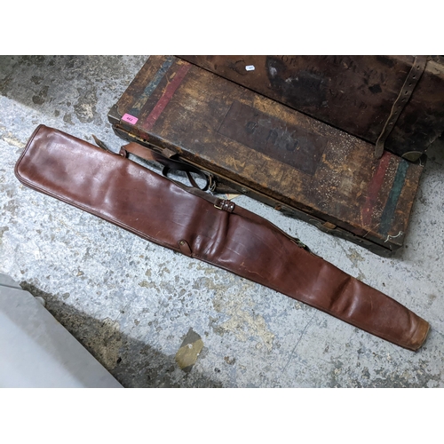 393 - Three leather gun cases to include a late 19th/early 20th century Williams & Power case, Location:A3... 