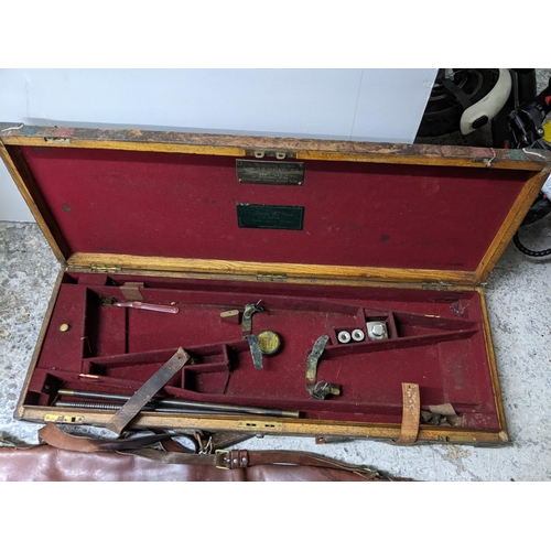 393 - Three leather gun cases to include a late 19th/early 20th century Williams & Power case, Location:A3... 