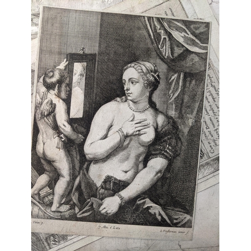 105 - A quantity of engravings and prints unframed together with four folies to include Pet Paul Rubens pi... 