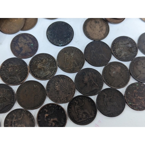 11 - United Kingdom - Victoria and later copper coinage to include 1865 Farthing and later examples, Penn... 