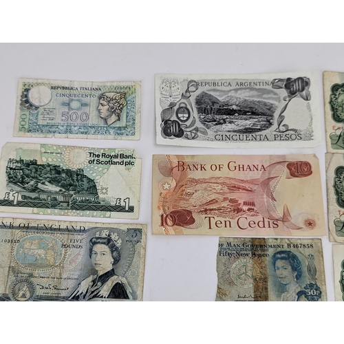 15 - A collection of 20th century banknotes to include pre-war One Pound and Ten Shilling notes, along wi... 