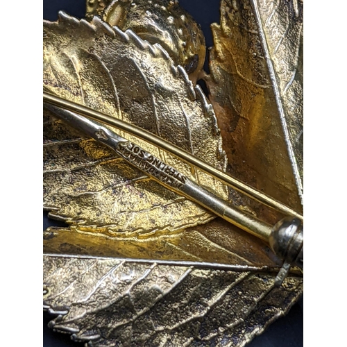 153 - A Flora Danica Daish silver gilt brooch, signed Tilia, 8.1g together with marquise jewellery and a s... 