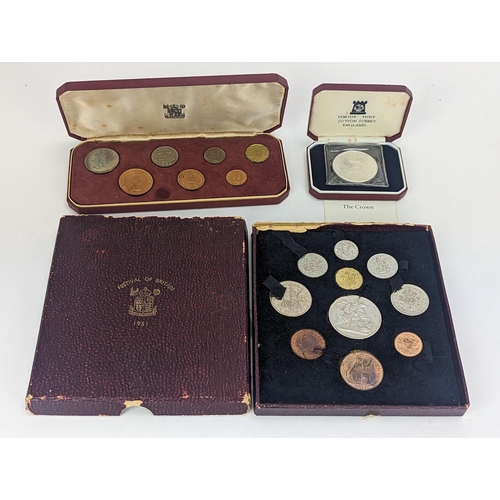 17 - A Royal Mint 1951 Specimen set to include crown, along a 1969 Seychelles seven coin set along with a... 