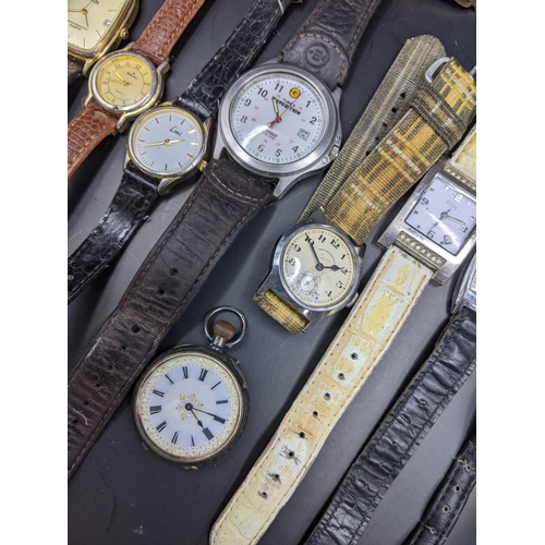 170 - Mixed gents and ladies watches to include a Timex Expedition, West End Watch Co, silver fob watch an... 