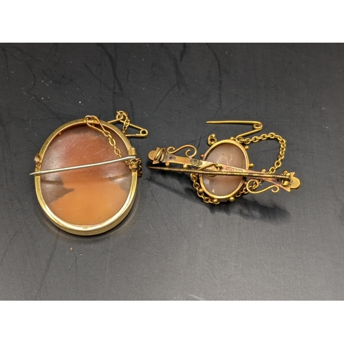 171 - Two 9ct gold cameo brooches to include a stick pin brooch with beaded decoration, 10.7g
Location:CAB... 