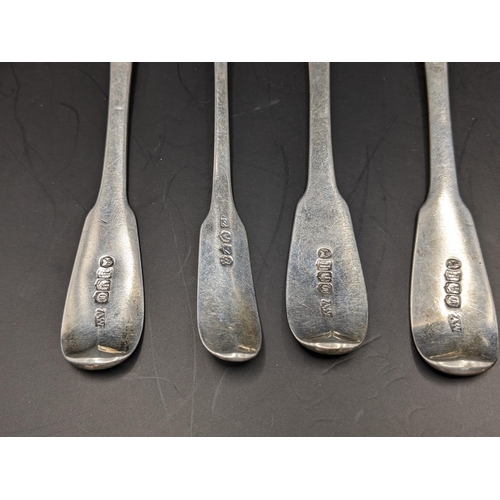 178 - Six silver 19th century fiddle pattern teaspoons, assay office Edinburgh with various date letters, ... 