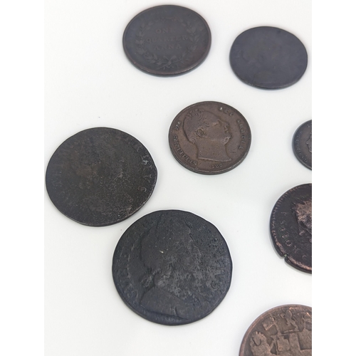 20 - A group of Charles II and later English and British copper coinage to include Charles II 1672* farth... 