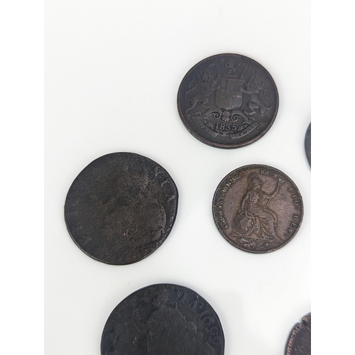 20 - A group of Charles II and later English and British copper coinage to include Charles II 1672* farth... 