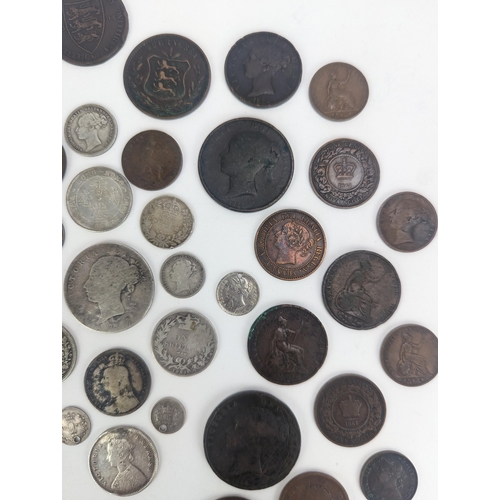 22 - Mixed Victorian coinage A/F to include 1875 half crown, 1881, 1886 shillings, 1883 and other six pen... 