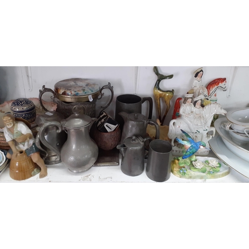 230 - Mixed 20th Century household items to include pewter tankards, a vintage canteen of cutlery, early 2... 