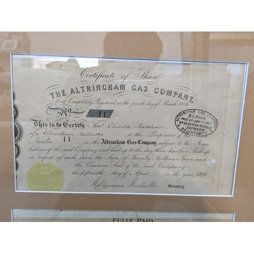 248 - Two 19th century shares certificates framed in a single frame, dated 1846 and 1897
Location:LWM