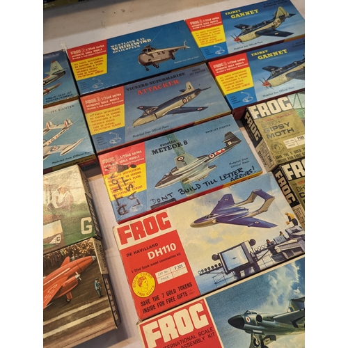 255 - A collection of thirteen vintage boxed FROG Model Aircraft to include Republic Thunderjet, Gloster M... 