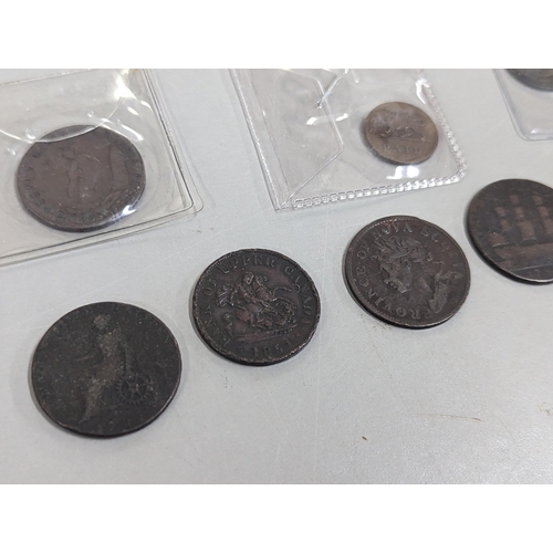 30 - A collection of 18th century and later tokens to include 1794 Queen Elizabeth Chichester half penny,... 