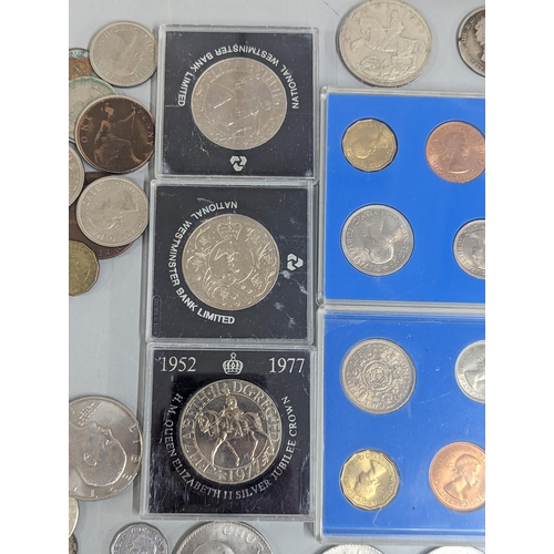 32 - A group of mixed British and other coinage to include 1837 William IV half crown, 1896 Crown, 1874 h... 