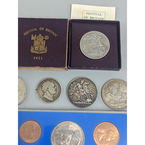 32 - A group of mixed British and other coinage to include 1837 William IV half crown, 1896 Crown, 1874 h... 