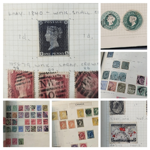 341 - Three albums of Victorian and later stamps to include Penny Black, Penny Reds, two Penny Blue, Canad... 