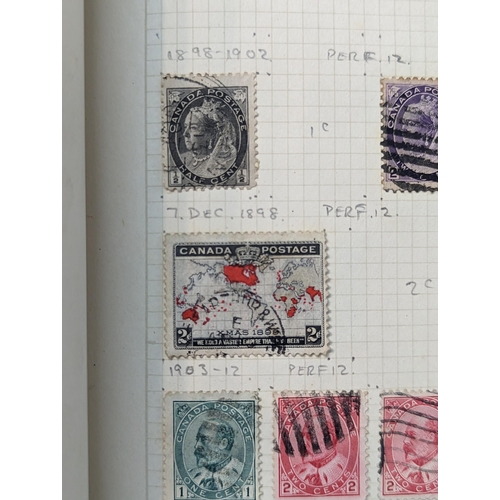 341 - Three albums of Victorian and later stamps to include Penny Black, Penny Reds, two Penny Blue, Canad... 