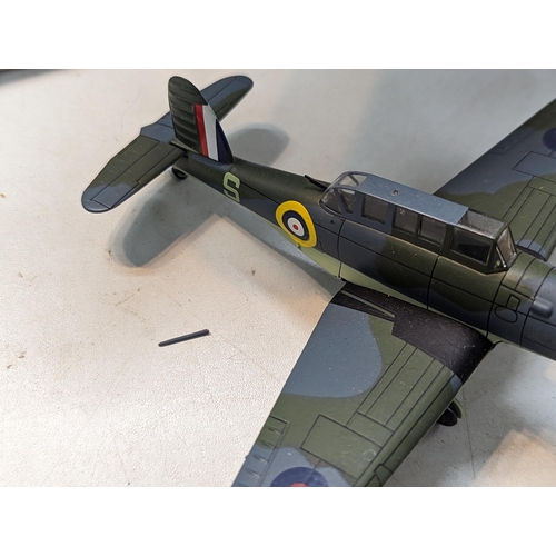 347 - RAF related items to include a Corgi Die-cast model of a Royal Navy Harrier, a Model Gloster Meteor ... 