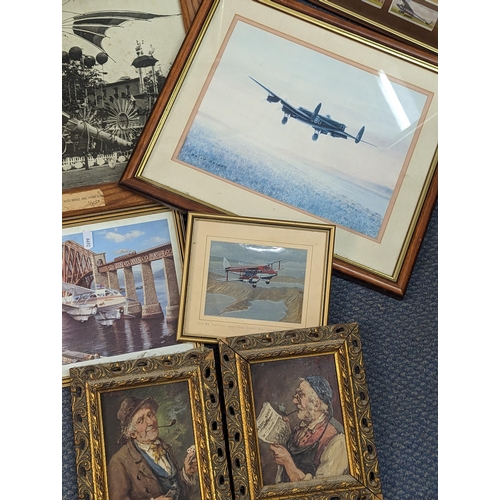 362 - A group of Aviation related framed and glazed pictures to include a Concorde print, Lancaster, and o... 