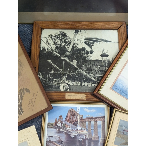 362 - A group of Aviation related framed and glazed pictures to include a Concorde print, Lancaster, and o... 