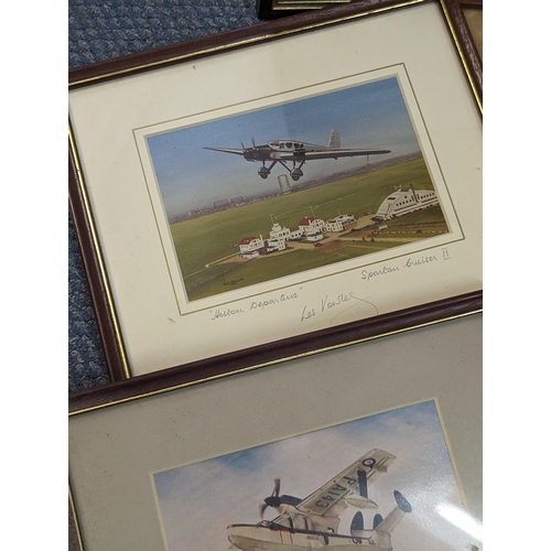 362 - A group of Aviation related framed and glazed pictures to include a Concorde print, Lancaster, and o... 