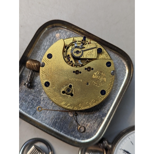 384 - A group of pocket watches A/F to include Thomas Russell & Son movement numbered 200882, Waltham USA,... 