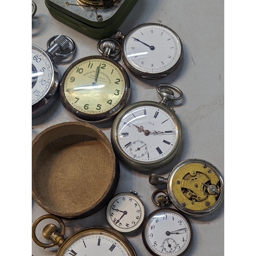 384 - A group of pocket watches A/F to include Thomas Russell & Son movement numbered 200882, Waltham USA,... 