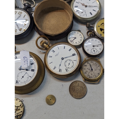 384 - A group of pocket watches A/F to include Thomas Russell & Son movement numbered 200882, Waltham USA,... 