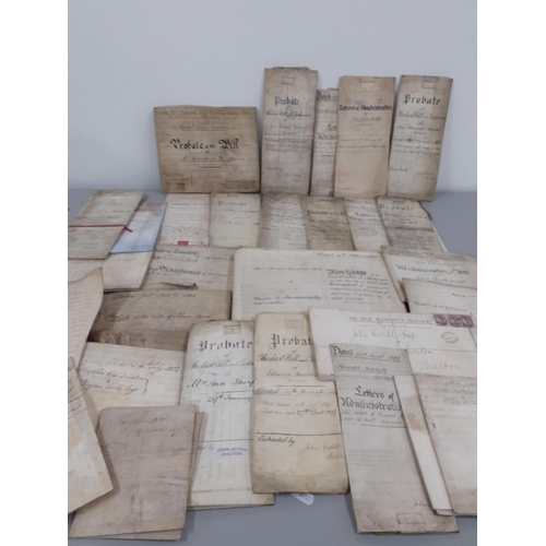 391 - Indentures to include mid 19th Century recoverances, letters of administration and mortgages relatin... 