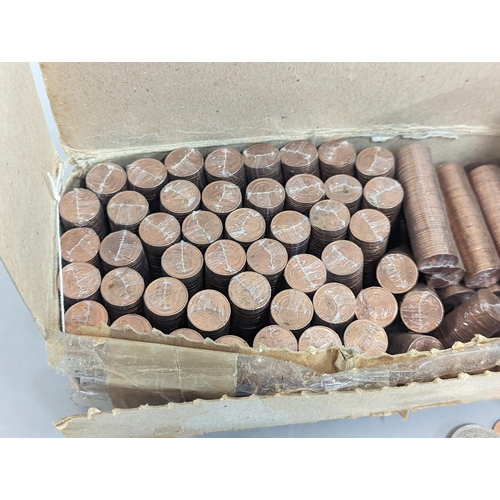 40 - A 1971 £20 cardboard Post Office box A/F of Irish half pennies, containing approx 77 sealed tubes an... 