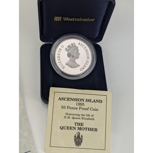 43 - UK - Elizabeth II (1952-2022) Royal Mint cased Ascension Island 1995 50-Pence Piedfort Silver Proof ... 