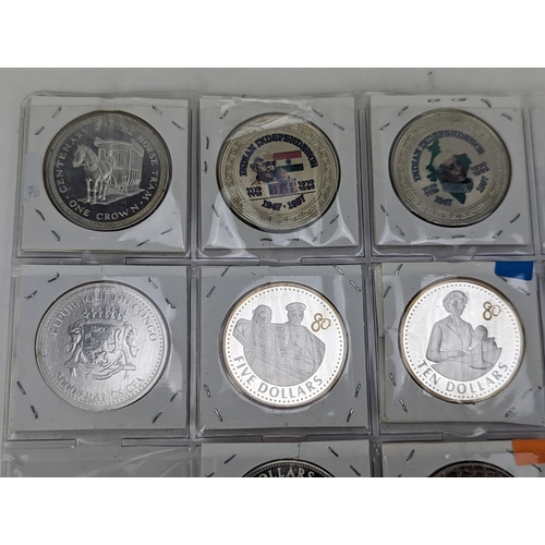 44 - A collection of Silver Proof and other Proof commemorative Crowns to include 1oz 2015 Congo Silverba... 