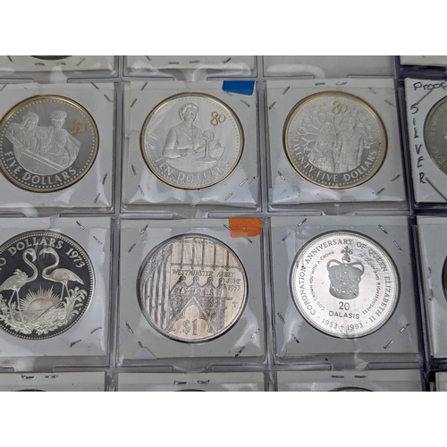 44 - A collection of Silver Proof and other Proof commemorative Crowns to include 1oz 2015 Congo Silverba... 