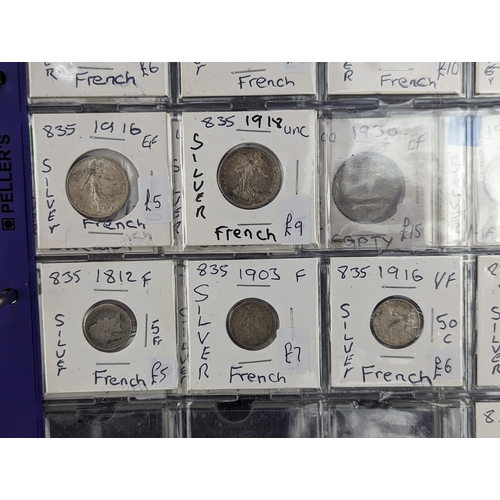 46 - An album of mixed world silver coinage to include a 1912 British Trade Dollar, 1861-1908 Chinese Don... 