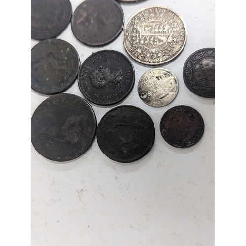 51 - Georgian and later coinage to include 1817 Sixpence, 1890 Crown, 1887 Half-Crown, George III Penny a... 