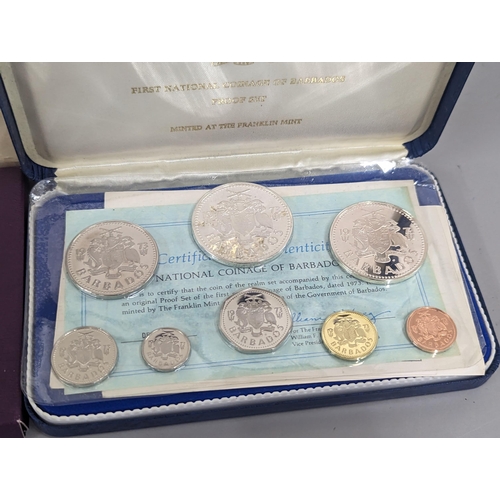 54 - A collection of proof sets to include First National coinage  of Barbados 1973, First Coinage of the... 